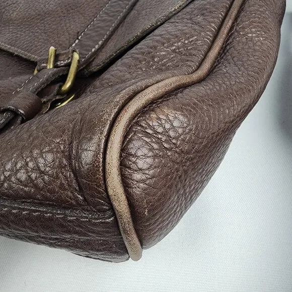 Roots Brown Pebbled Leather Computer Book Bag - Picture 13 of 16